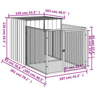 Hondenhok met dak 110x201x110 cm gegalvaniseerd staal antraciet 5