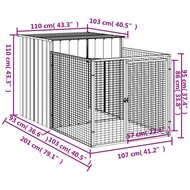 Hondenhok met dak 110x201x110 cm gegalvaniseerd staal grijs 5