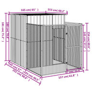 Hondenhok met ren 165x251x181 cm gegalvaniseerd staal antraciet 5