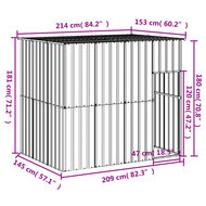 Hondenhok met dak 214x153x181 cm gegalvaniseerd staal grijs 5