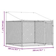 Hondenhok met dak en deur 2x2x2 m gegalvaniseerd staal grijs 8