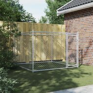 Hondenhok met deur 2x2x1,5 m gegalvaniseerd staal grijs 3