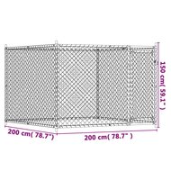 Hondenhok met deur 2x2x1,5 m gegalvaniseerd staal grijs 8