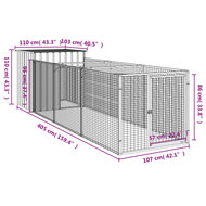 Hondenhok met ren 110x405x110 cm gegalvaniseerd staal antraciet 8