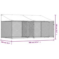 Hondenhok met dak en deuren 4x2x2 m gegalvaniseerd staal grijs 9