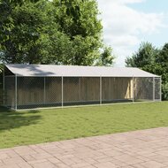 Hondenhok met dak en deur 8x2x2 m gegalvaniseerd staal grijs 3