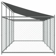 Hondenhok met dak en deur 8x2x2 m gegalvaniseerd staal grijs 5