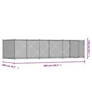 Hondenhok met deur 6x2x1,5 m gegalvaniseerd staal grijs 9