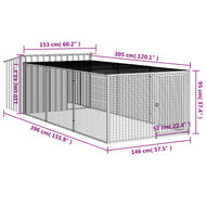 Hondenhok met ren 153x396x110 cm gegalvaniseerd staal antraciet 9