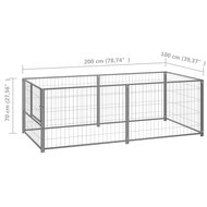 Hondenkennel 200x100x70 cm staal zilverkleurig 5