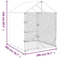 Hondenkennel met dak 2x2x2,5 m gegalvaniseerd staal zilver 5