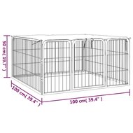 Hondenkennel 4 panelen 100x50 cm gepoedercoat staal zwart 6