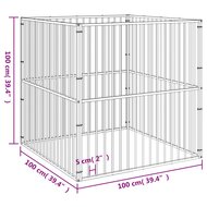 Hondenkennel 4 panelen gepoedercoat staal zwart 8