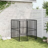 Hondenkennel 4 panelen gepoedercoat staal zwart 3