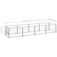 Hondenkennel 4 m&sup2; staal zilverkleurig 6