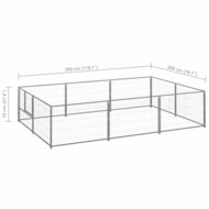 Hondenkennel 6 m&sup2; staal zilverkleurig 6