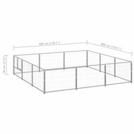 Hondenkennel 9 m&sup2; staal zilverkleurig 6