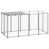 Hondenkennel 2,42 m&sup2; staal zilverkleurig   1