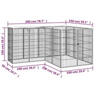 Hondenkennel 14 panelen 50 x 100 cm gepoedercoat staal zwart 6