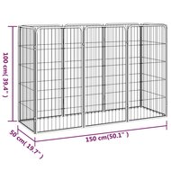 Hondenkennel 8 panelen 50x100 cm gepoedercoat staal zwart 7