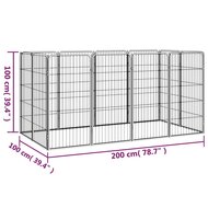 Hondenkennel 12 panelen 50 x 100 cm gepoedercoat staal zwart 7