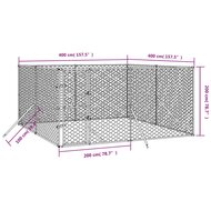 Hondenkennel voor buiten 4x4x2 m gegalvaniseerd staal zilver 4