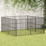 Hondenkennel 8 panelen gepoedercoat staal zwart 1