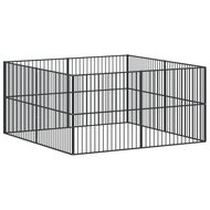 Hondenkennel 8 panelen gepoedercoat staal zwart 2