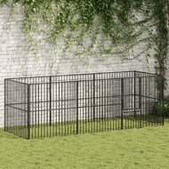 Hondenkennel 8 panelen gepoedercoat staal zwart 1