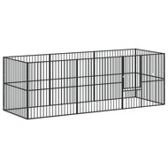 Hondenkennel 8 panelen gepoedercoat staal zwart 2