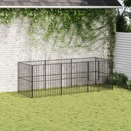 Hondenkennel 8 panelen gepoedercoat staal zwart 3