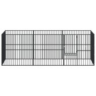 Hondenkennel 8 panelen gepoedercoat staal zwart 4