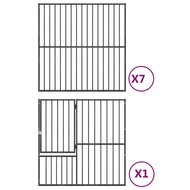 Hondenkennel 8 panelen gepoedercoat staal zwart 8