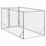 Hondenkennel voor buiten met deur 2x1x1 m gegalvaniseerd staal 5