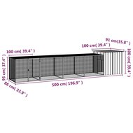 Kippenhok 500x91x100 cm gegalvaniseerd staal antracietkleurig 5