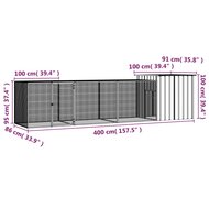 Kippenhok 400x91x100 cm gegalvaniseerd staal grijs 5