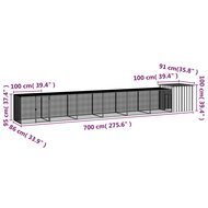 Kippenhok 700x91x100 cm gegalvaniseerd staal grijs 5