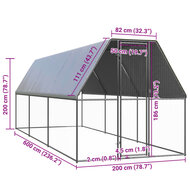 Buitenhok voor kippen 2x6x2 m gegalvaniseerd staal 5