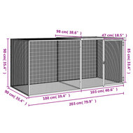 Kippenhok met dak 203x98x90 cm gegalvaniseerd staal antraciet 8