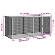 Kippenhok met dak 203x98x90 cm gegalvaniseerd staal antraciet 8