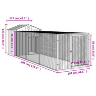 Kippenhok met ren 117x405x123 cm gegalvaniseerd staal antraciet 8