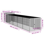 Kippenhok met ren 110x609x110 cm gegalvaniseerd staal antraciet 8