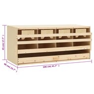 Kippenlegkast 4 compartimenten 106x40x45 cm massief grenenhout 7