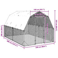 Kippenren met dak 2,5x4x2,25 m gegalvaniseerd staal 8