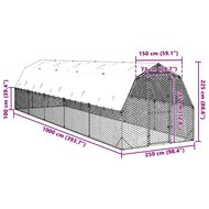 Kippenren met dak 2,5x10x2,25 m gegalvaniseerd staal 8