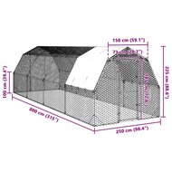 Kippenren met dak 2,5x8x2,25 m gegalvaniseerd staal 8