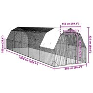 Kippenren met dak 2,5x10x2,25 m gegalvaniseerd staal 8