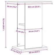 Aquariumstandaard 36x60,5x72,5 cm bewerkt hout artisanaal eiken 9