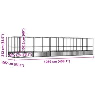 Voli&egrave;re met verlengstuk 1039x207x212 m staal zilverkleurig 8