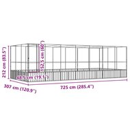 Voli&egrave;re met verlengstuk 725x307x212 m staal zilverkleurig 8